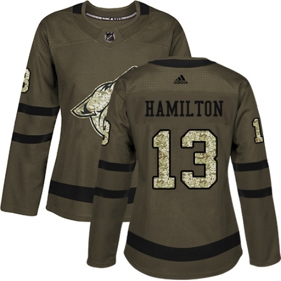 Women's Adidas Arizona Coyotes #13 Freddie Hamilton Authentic Green Salute to Service NHL Jersey Women's Adidas Arizona Coyotes #13 Freddie Hamilton Authentic Green Salute to Service NHL Jersey