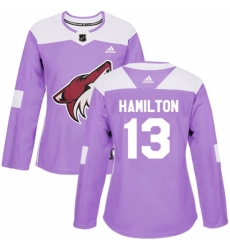 Women's Adidas Arizona Coyotes #13 Freddie Hamilton Authentic Purple Fights Cancer Practice NHL Jersey Women's Adidas Arizona Coyotes #13 Freddie Hamilton Authentic Purple Fights Cancer Practice NHL Jersey