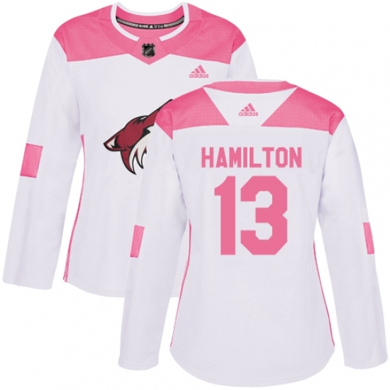 Women's Adidas Arizona Coyotes #13 Freddie Hamilton Authentic White Pink Fashion NHL Jersey Women's Adidas Arizona Coyotes #13 Freddie Hamilton Authentic White Pink Fashion NHL Jersey