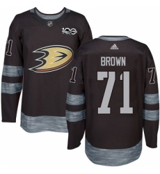 Men's Adidas Anaheim Ducks #71 J.T. Brown Authentic Black 1917-2017 100th Anniversary NHL Jersey Men's Adidas Anaheim Ducks #71 J.T. Brown Authentic Black 1917-2017 100th Anniversary NHL Jersey