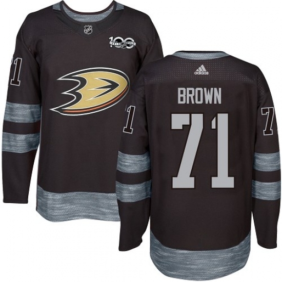 Men's Adidas Anaheim Ducks #71 J.T. Brown Authentic Black 1917-2017 100th Anniversary NHL Jersey Men's Adidas Anaheim Ducks #71 J.T. Brown Authentic Black 1917-2017 100th Anniversary NHL Jersey