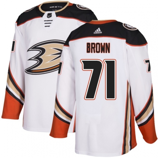 Men's Adidas Anaheim Ducks #71 J.T. Brown Authentic White Away NHL Jersey Men's Adidas Anaheim Ducks #71 J.T. Brown Authentic White Away NHL Jersey
