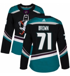 Women's Adidas Anaheim Ducks #71 J.T. Brown Authentic Black Teal Third NHL Jersey Women's Adidas Anaheim Ducks #71 J.T. Brown Authentic Black Teal Third NHL Jersey