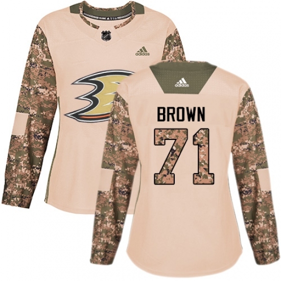 Women's Adidas Anaheim Ducks #71 J.T. Brown Authentic Camo Veterans Day Practice NHL Jersey Women's Adidas Anaheim Ducks #71 J.T. Brown Authentic Camo Veterans Day Practice NHL Jersey