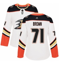 Women's Adidas Anaheim Ducks #71 J.T. Brown Authentic White Away NHL Jersey Women's Adidas Anaheim Ducks #71 J.T. Brown Authentic White Away NHL Jersey