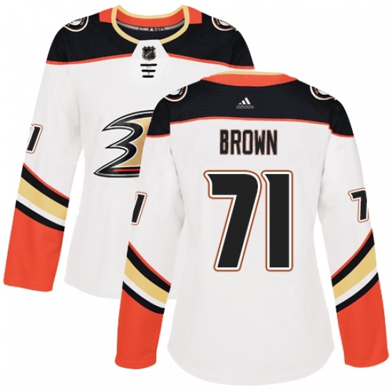 Women's Adidas Anaheim Ducks #71 J.T. Brown Authentic White Away NHL Jersey Women's Adidas Anaheim Ducks #71 J.T. Brown Authentic White Away NHL Jersey