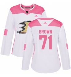 Women's Adidas Anaheim Ducks #71 J.T. Brown Authentic White Pink Fashion NHL Jersey Women's Adidas Anaheim Ducks #71 J.T. Brown Authentic White Pink Fashion NHL Jersey