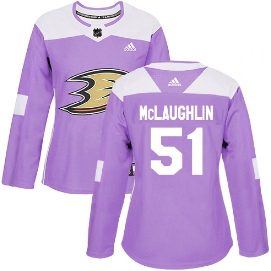 Women's Adidas Anaheim Ducks #51 Blake McLaughlin Authentic Purple Fights Cancer Practice NHL Jersey Women's Adidas Anaheim Ducks #51 Blake McLaughlin Authentic Purple Fights Cancer Practice NHL Jersey