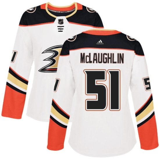 Women's Adidas Anaheim Ducks #51 Blake McLaughlin Authentic White Away NHL Jersey Women's Adidas Anaheim Ducks #51 Blake McLaughlin Authentic White Away NHL Jersey