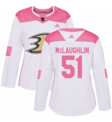 Women's Adidas Anaheim Ducks #51 Blake McLaughlin Authentic White Pink Fashion NHL Jersey Women's Adidas Anaheim Ducks #51 Blake McLaughlin Authentic White Pink Fashion NHL Jersey