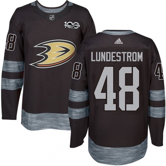 Men's Adidas Anaheim Ducks #48 Isac Lundestrom Authentic Black 1917-2017 100th Anniversary NHL Jersey Men's Adidas Anaheim Ducks #48 Isac Lundestrom Authentic Black 1917-2017 100th Anniversary NHL Jersey