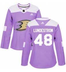 Women's Adidas Anaheim Ducks #48 Isac Lundestrom Authentic Purple Fights Cancer Practice NHL Jersey Women's Adidas Anaheim Ducks #48 Isac Lundestrom Authentic Purple Fights Cancer Practice NHL Jersey