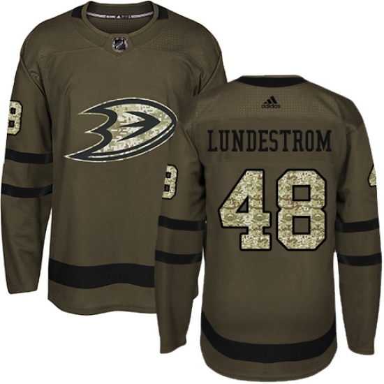 Youth Adidas Anaheim Ducks #48 Isac Lundestrom Authentic Green Salute to Service NHL Jersey Youth Adidas Anaheim Ducks #48 Isac Lundestrom Authentic Green Salute to Service NHL Jersey