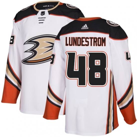 Youth Adidas Anaheim Ducks #48 Isac Lundestrom Authentic White Away NHL Jersey Youth Adidas Anaheim Ducks #48 Isac Lundestrom Authentic White Away NHL Jersey
