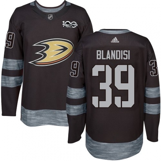 Men's Adidas Anaheim Ducks #39 Joseph Blandisi Authentic Black 1917-2017 100th Anniversary NHL Jersey Men's Adidas Anaheim Ducks #39 Joseph Blandisi Authentic Black 1917-2017 100th Anniversary NHL Jersey