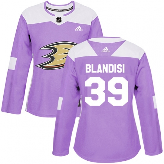 Women's Adidas Anaheim Ducks #39 Joseph Blandisi Authentic Purple Fights Cancer Practice NHL Jersey Women's Adidas Anaheim Ducks #39 Joseph Blandisi Authentic Purple Fights Cancer Practice NHL Jersey