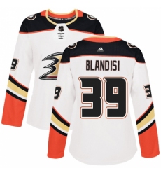 Women's Adidas Anaheim Ducks #39 Joseph Blandisi Authentic White Away NHL Jersey Women's Adidas Anaheim Ducks #39 Joseph Blandisi Authentic White Away NHL Jersey