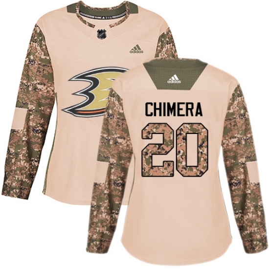 Women's Adidas Anaheim Ducks #20 Jason Chimera Authentic Camo Veterans Day Practice NHL Jersey Women's Adidas Anaheim Ducks #20 Jason Chimera Authentic Camo Veterans Day Practice NHL Jersey