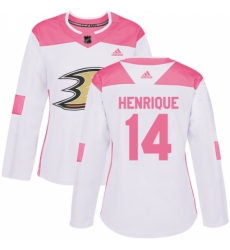 Women's Adidas Anaheim Ducks #14 Adam Henrique Authentic White Pink Fashion NHL Jersey Women's Adidas Anaheim Ducks #14 Adam Henrique Authentic White Pink Fashion NHL Jersey