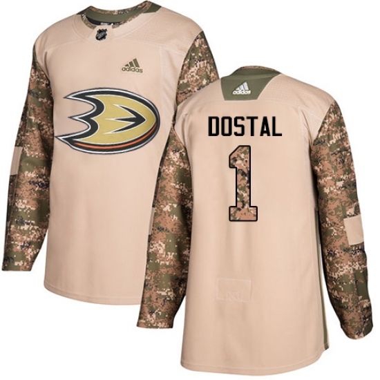Youth Adidas Anaheim Ducks #1 Lukas Dostal Authentic Camo Veterans Day Practice NHL Jersey Youth Adidas Anaheim Ducks #1 Lukas Dostal Authentic Camo Veterans Day Practice NHL Jersey