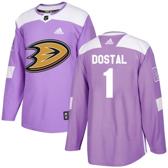 Youth Adidas Anaheim Ducks #1 Lukas Dostal Authentic Purple Fights Cancer Practice NHL Jersey Youth Adidas Anaheim Ducks #1 Lukas Dostal Authentic Purple Fights Cancer Practice NHL Jersey