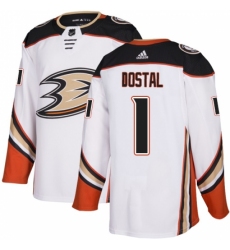 Youth Adidas Anaheim Ducks #1 Lukas Dostal Authentic White Away NHL Jersey Youth Adidas Anaheim Ducks #1 Lukas Dostal Authentic White Away NHL Jersey