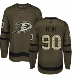 Men's Adidas Anaheim Ducks #90 Giovanni Fiore Authentic Green Salute to Service NHL Jersey