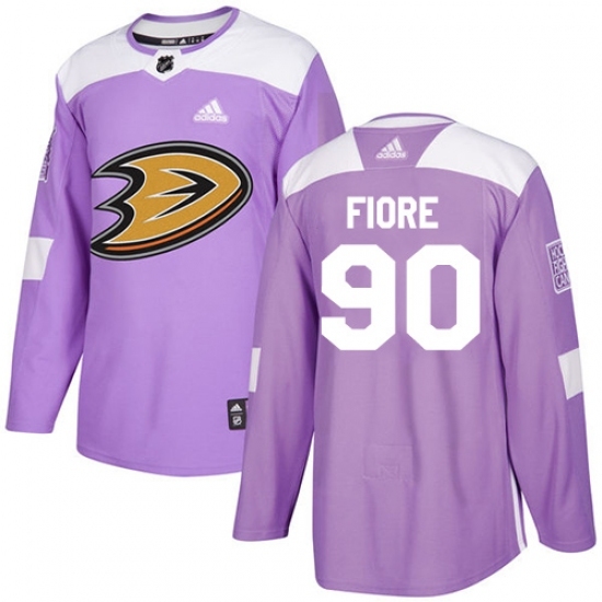 Men's Adidas Anaheim Ducks #90 Giovanni Fiore Authentic Purple Fights Cancer Practice NHL Jersey Men's Adidas Anaheim Ducks #90 Giovanni Fiore Authentic Purple Fights Cancer Practice NHL Jersey