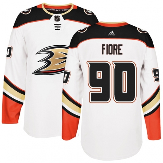 Men's Adidas Anaheim Ducks #90 Giovanni Fiore Authentic White Away NHL Jersey Men's Adidas Anaheim Ducks #90 Giovanni Fiore Authentic White Away NHL Jersey