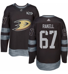 Men's Adidas Anaheim Ducks #67 Rickard Rakell Authentic Black 1917-2017 100th Anniversary NHL Jersey