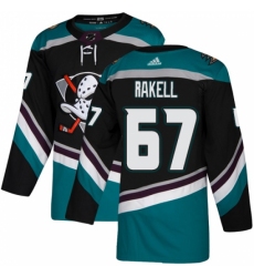 Men's Adidas Anaheim Ducks #67 Rickard Rakell Authentic Black Teal Third NHL Jersey