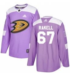 Men's Adidas Anaheim Ducks #67 Rickard Rakell Authentic Purple Fights Cancer Practice NHL Jersey