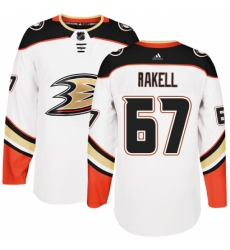 Men's Adidas Anaheim Ducks #67 Rickard Rakell Authentic White Away NHL Jersey