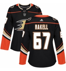 Women's Adidas Anaheim Ducks #67 Rickard Rakell Authentic Black Home NHL Jersey