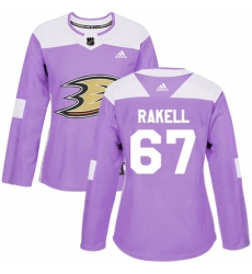 Women's Adidas Anaheim Ducks #67 Rickard Rakell Authentic Purple Fights Cancer Practice NHL Jersey