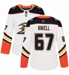 Women's Adidas Anaheim Ducks #67 Rickard Rakell Authentic White Away NHL Jersey