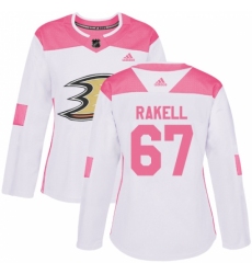 Women's Adidas Anaheim Ducks #67 Rickard Rakell Authentic White/Pink Fashion NHL Jersey