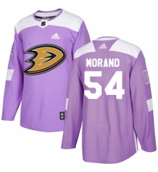 Men's Adidas Anaheim Ducks #54 Antoine Morand Authentic Purple Fights Cancer Practice NHL Jersey
