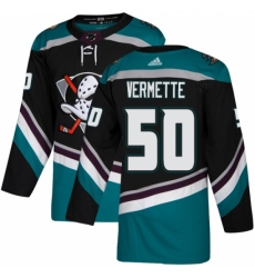 Men's Adidas Anaheim Ducks #50 Antoine Vermette Authentic Black Teal Third NHL Jersey