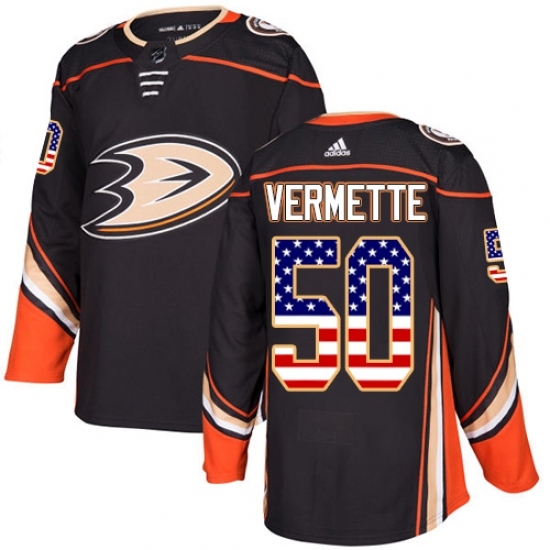 Men's Adidas Anaheim Ducks #50 Antoine Vermette Authentic Black USA Flag Fashion NHL Jersey Men's Adidas Anaheim Ducks #50 Antoine Vermette Authentic Black USA Flag Fashion NHL Jersey