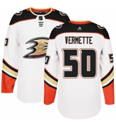 Men's Adidas Anaheim Ducks #50 Antoine Vermette Authentic White Away NHL Jersey