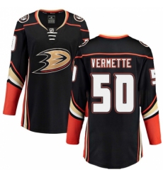 Women's Anaheim Ducks #50 Antoine Vermette Fanatics Branded Black Home Breakaway NHL Jersey