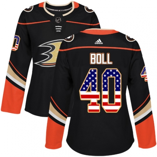 Women's Adidas Anaheim Ducks #40 Jared Boll Authentic Black USA Flag Fashion NHL Jersey Women's Adidas Anaheim Ducks #40 Jared Boll Authentic Black USA Flag Fashion NHL Jersey