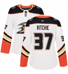 Women's Adidas Anaheim Ducks #37 Nick Ritchie Authentic White Away NHL Jersey