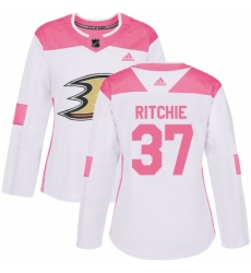 Women's Adidas Anaheim Ducks #37 Nick Ritchie Authentic White/Pink Fashion NHL Jersey