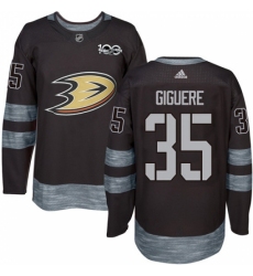 Men's Adidas Anaheim Ducks #35 Jean-Sebastien Giguere Authentic Black 1917-2017 100th Anniversary NHL Jersey