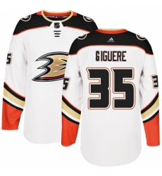 Men's Adidas Anaheim Ducks #35 Jean-Sebastien Giguere Authentic White Away NHL Jersey