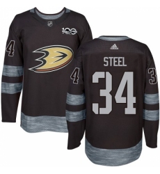 Men's Adidas Anaheim Ducks #34 Sam Steel Authentic Black 1917-2017 100th Anniversary NHL Jersey Men's Adidas Anaheim Ducks #34 Sam Steel Authentic Black 1917-2017 100th Anniversary NHL Jersey