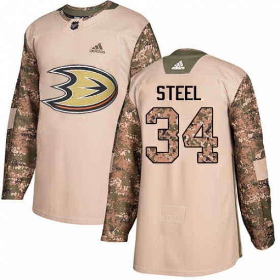 Men's Adidas Anaheim Ducks #34 Sam Steel Authentic Camo Veterans Day Practice NHL Jersey Men's Adidas Anaheim Ducks #34 Sam Steel Authentic Camo Veterans Day Practice NHL Jersey