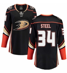 Women's Anaheim Ducks #34 Sam Steel Fanatics Branded Black Home Breakaway NHL Jersey